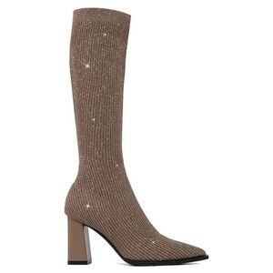 MOUSSE FIT Women's Knit Comfort Chunky Heeled High Boots Minimalist Style SZ 8